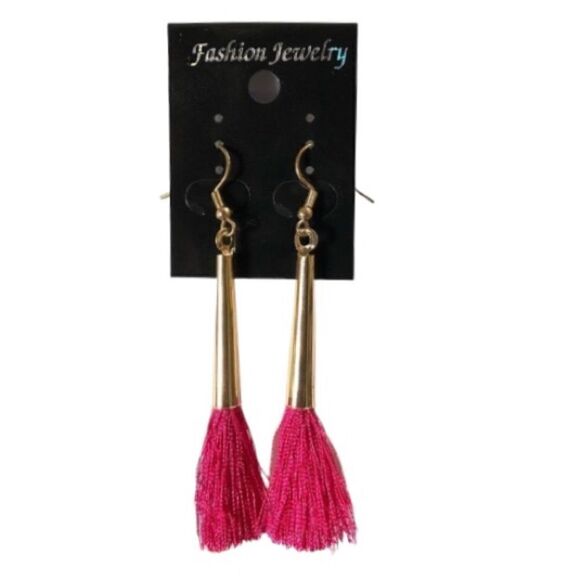 Fashion Jewelry Boho Pink Tasseled Earrings (A)104 - Picture 1 of 7